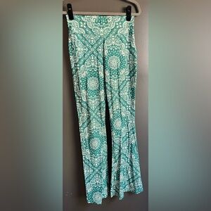 Teal Patterned Women's Pants